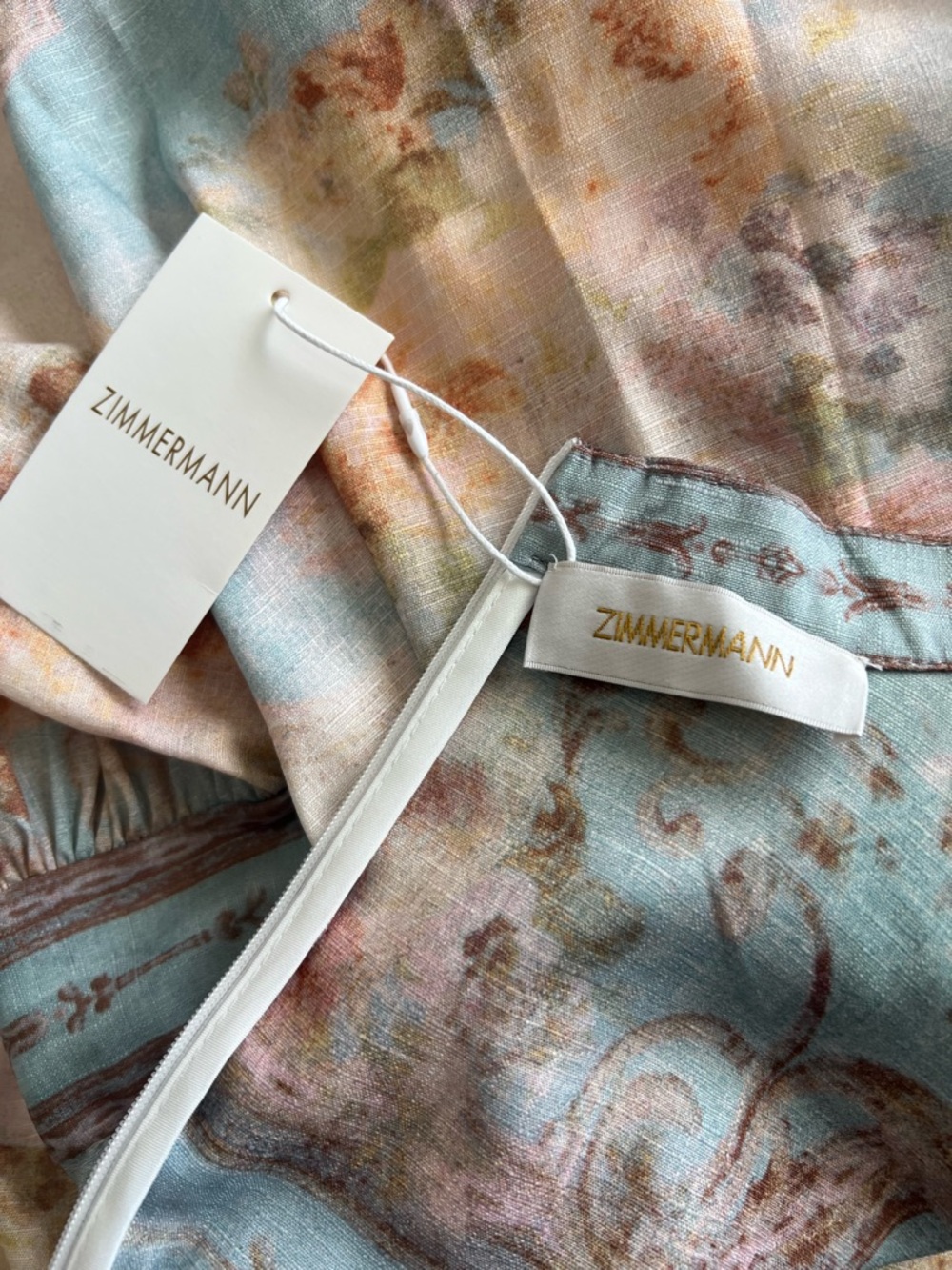 Zimmermann Pastel Floral Button-Front Maxi Dress in Blue and Cream - Picture 8 of 11